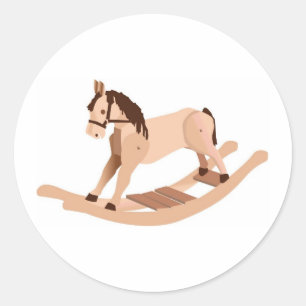 Sticker Rond Cheval Rocking en bois