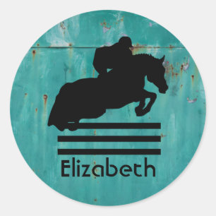 Sticker Rond Cheval Show Chasseur Jumper Silhouette