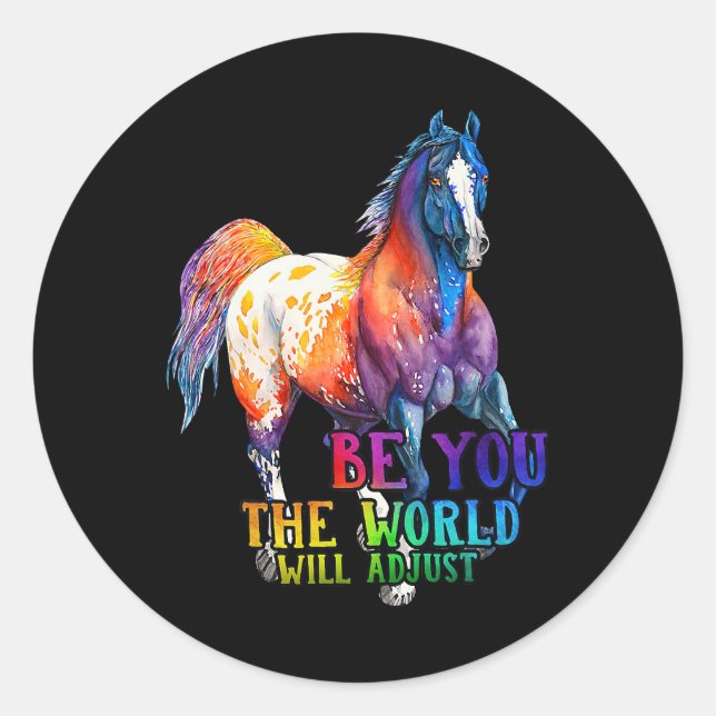 Sticker Rond Cheval Soyez Vous Le Monde Ajustera (Devant)