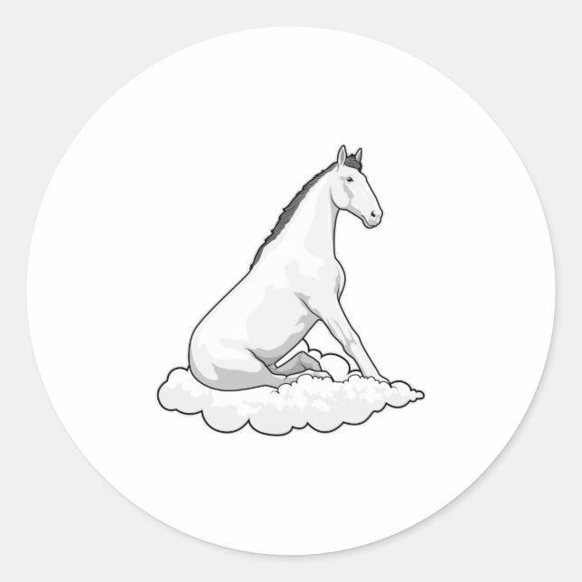 Sticker Rond Cheval sur nuage (Devant)