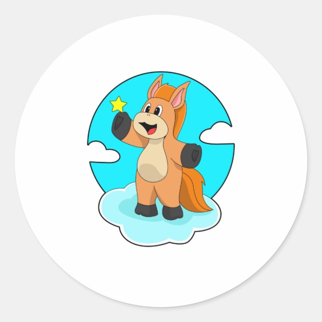 Sticker Rond Cheval sur nuages (Devant)