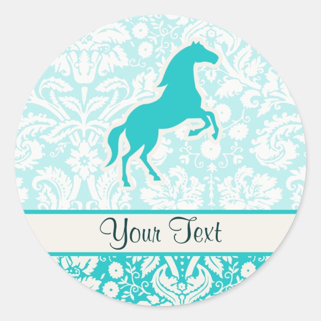 Sticker Rond Cheval turquoise (Devant)