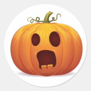 Sticker Rond chevalet classique Citrouille d'Halloween à lanter