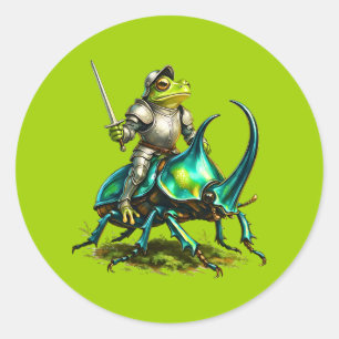 Sticker Rond Chevalier Grenouille et Scarabée de Combat