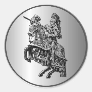Sticker Rond Chevalier médiéval Silver