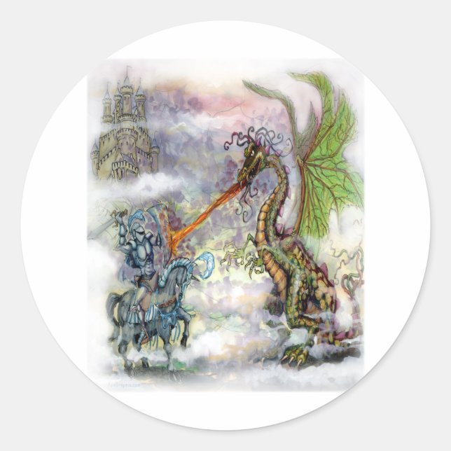 Sticker Rond Chevalier n Dragon (Devant)