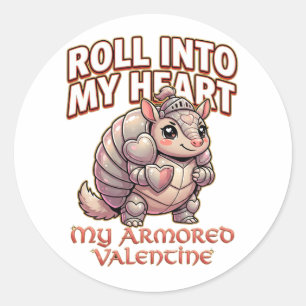 Sticker Rond Chevalier Tatou Mignon de la Saint-Valentin – Roul