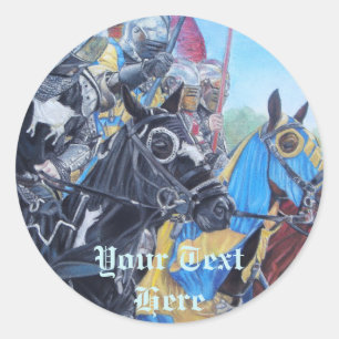 Sticker Rond chevaliers médiévaux historiques jouant sur les 