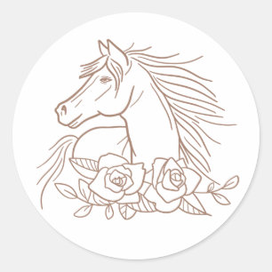 Sticker Rond Chevaux d'aube mignon Chevaux de l'Ouest équestre 