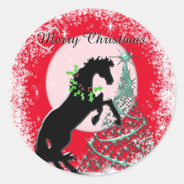 Sticker Rond Chevaux de coeur V (arbre vert) (Devant)
