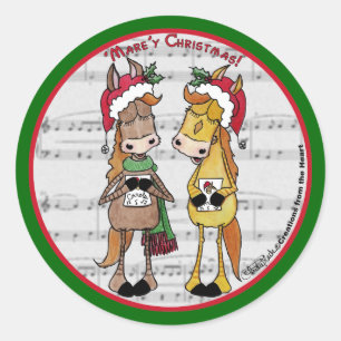 Sticker Rond Chevaux de covoiturage - 'Mare'y Christmas