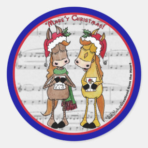 Sticker Rond Chevaux de covoiturage - 'Mare'y Christmas
