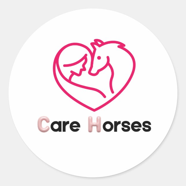 Sticker Rond Chevaux de soins Conception de la Journée national (Devant)