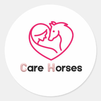 Sticker Rond Chevaux de soins Conception de la Journée national