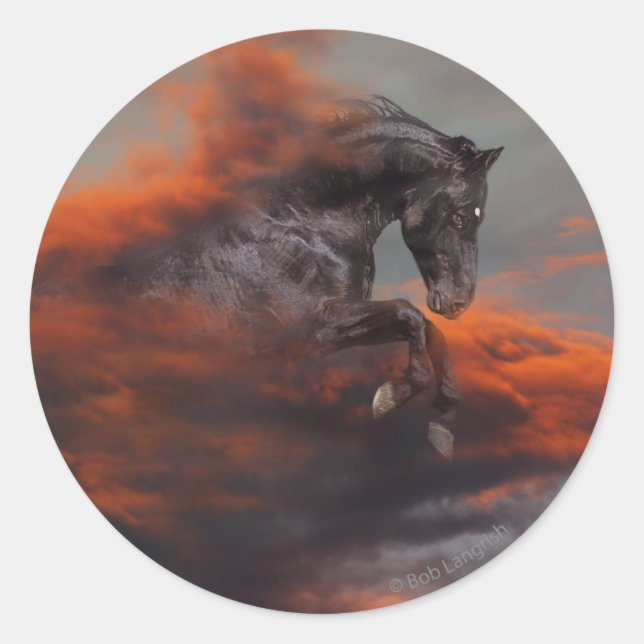 Sticker Rond Chevaux d'Imaginaire : Nuages (Devant)