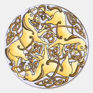 Sticker Rond Chevaux et noeuds celtiques en cercle