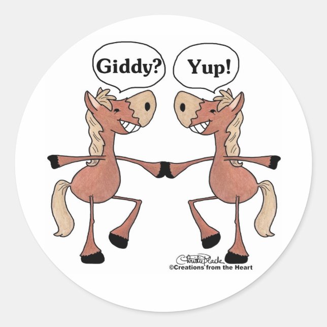Sticker Rond Chevaux Giddy Up (Devant)