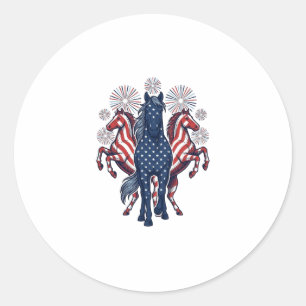 Sticker Rond Chevaux patriotiques Conception vectorielle de feu