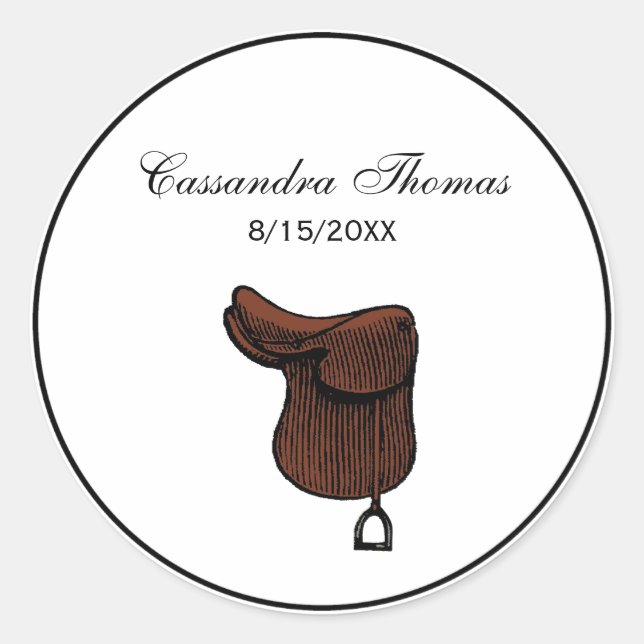 Sticker Rond Chevaux - Preppy Equestrio couleur de selle (Devant)