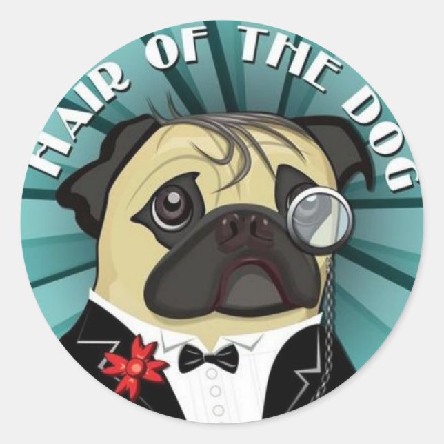 Sticker Rond Cheveux du merch de chien (Devant)