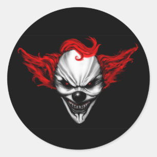 Sticker Rond Cheveux mauvais heureux de rouge de clown