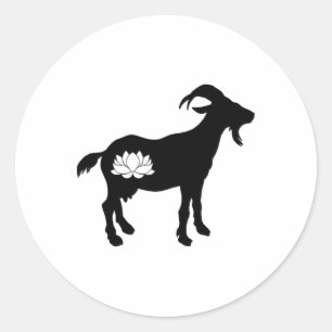 Sticker Rond Chèvre avec symbole de lotus Namaste Chèvre Yoga _