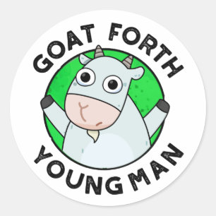 Sticker Rond Chèvre Forth Jeune Homme Drôle Animal Pun