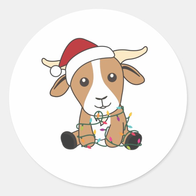 Sticker Rond Chèvre Noël Chèvres Animaux d'hiver (Devant)