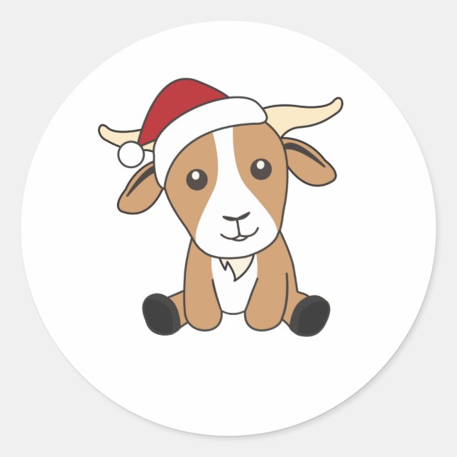 Sticker Rond Chèvre Noël Chèvres Animaux d'hiver (Devant)