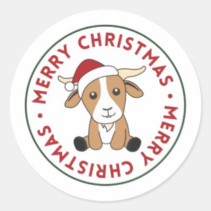 Sticker Rond Chèvre Noël Chèvres Animaux d'hiver Classique rond