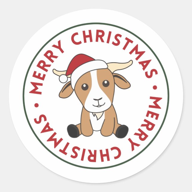 Sticker Rond Chèvre Noël Chèvres Animaux d'hiver Classique rond (Devant)