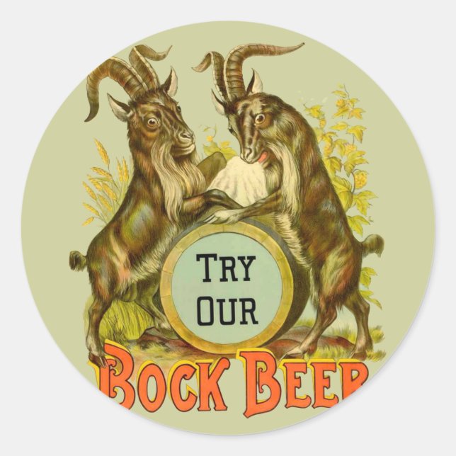 Sticker Rond Chèvres Bock Bière Publicité (Devant)