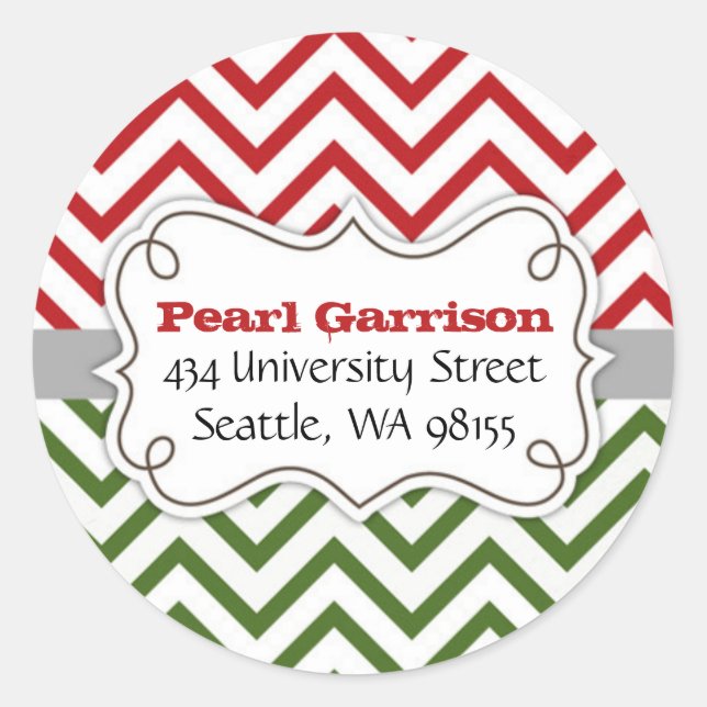 Sticker Rond Chevron Christmas Circle Adresse de retour Label (Devant)