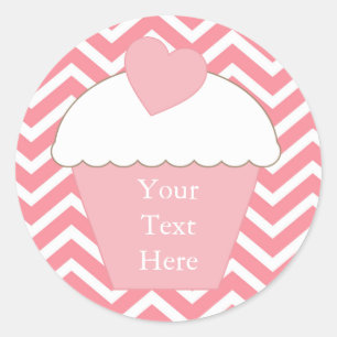 Sticker Rond Chevron Cupcake rose