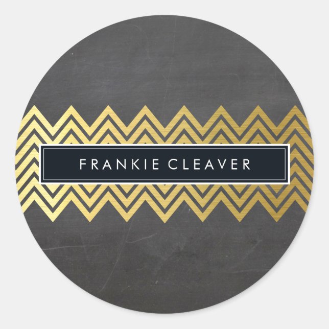 Sticker Rond CHEVRON MODERNE MOTIF or tendance (Devant)