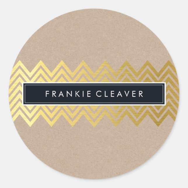 Sticker Rond CHEVRON MODERNE MOTIF or tendance kraft simple (Devant)