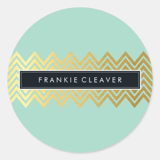 Sticker Rond CHEVRON MODERNE MOTIF or tendance simple menthe (Devant)