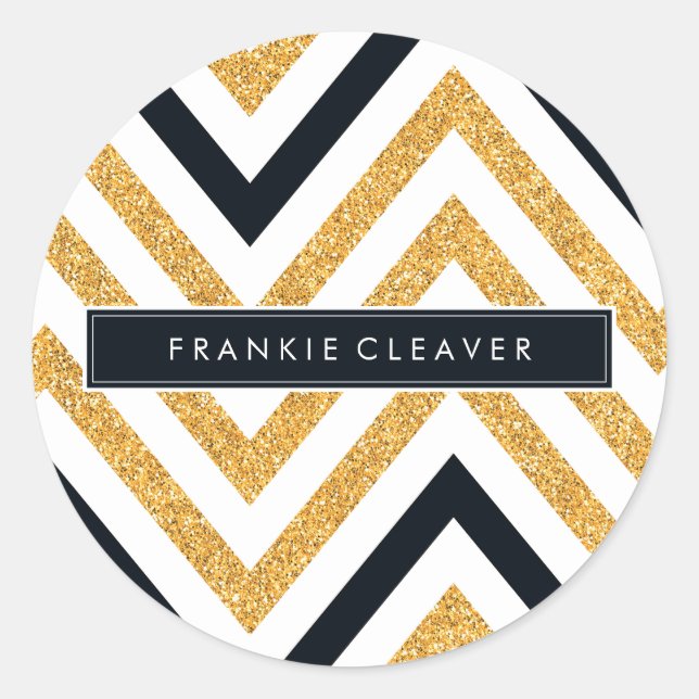 Sticker Rond CHEVRON MODERNE MOTIF parties scintillant or tenda (Devant)