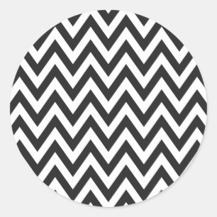 Sticker Rond Chevron Motif noir blanc design d'art géométrique
