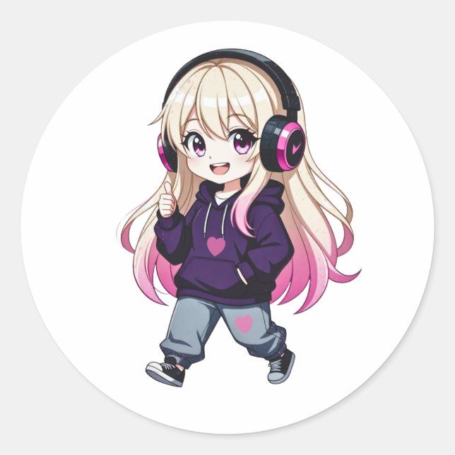 Sticker Rond Chibi Funny (Devant)