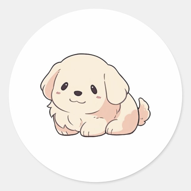Sticker Rond Chibi Golden Retriever (Devant)