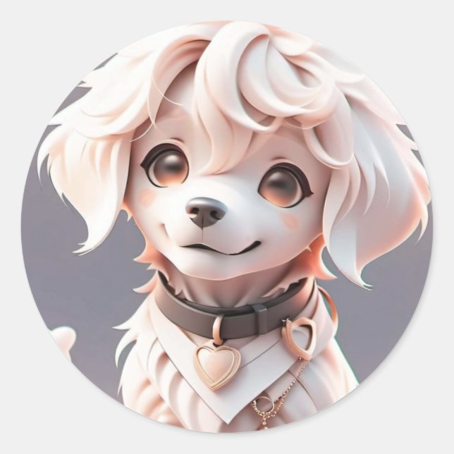Sticker Rond Chibi Golden Retriever Puppy (Devant)