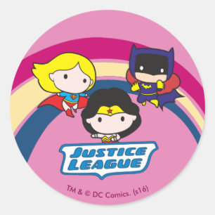 Sticker Rond Chibi Justice League Rainbow