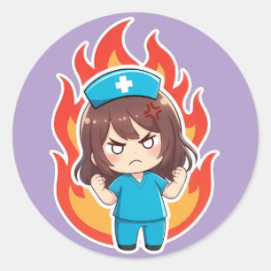 Sticker Rond Chibi Nurse Original 3.0 - En colère