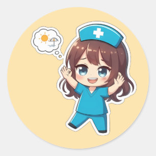 Sticker Rond Chibi Nurse Original 3.0 - Vacances