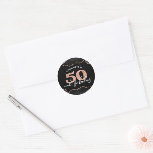 Sticker Rond Chic 50 Fabuleux Rose de Parties scintillant Gold 