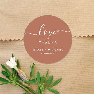 Sticker Rond Chic Amour Et Remerciements Terracotta Remerciemen