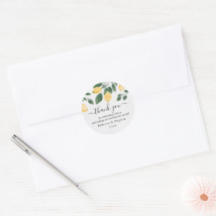 Sticker Rond Chic Aquarelle Citron & Merci Mariage vert
