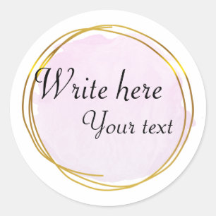 Sticker Rond Chic aquarelle violet Cercle Or Elégant Cla