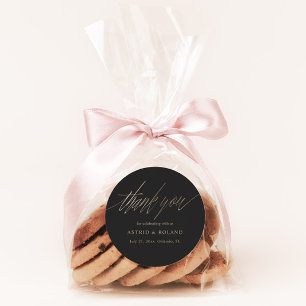 Sticker Rond Chic Black & Faux Gold Wedding Favoriser